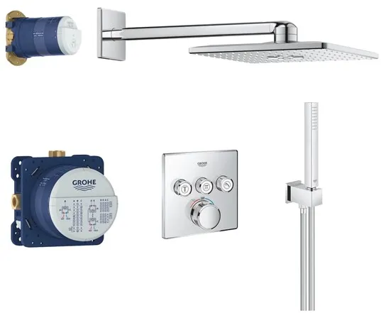Grohe Grohtherm SmartControl brusesæt med Rainshower SmartActive 310 Cube, krom
